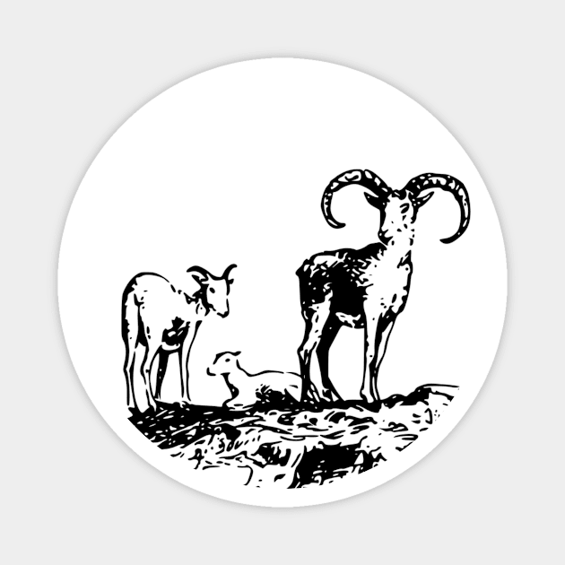 Mountain goat illustration Magnet by The Bunga